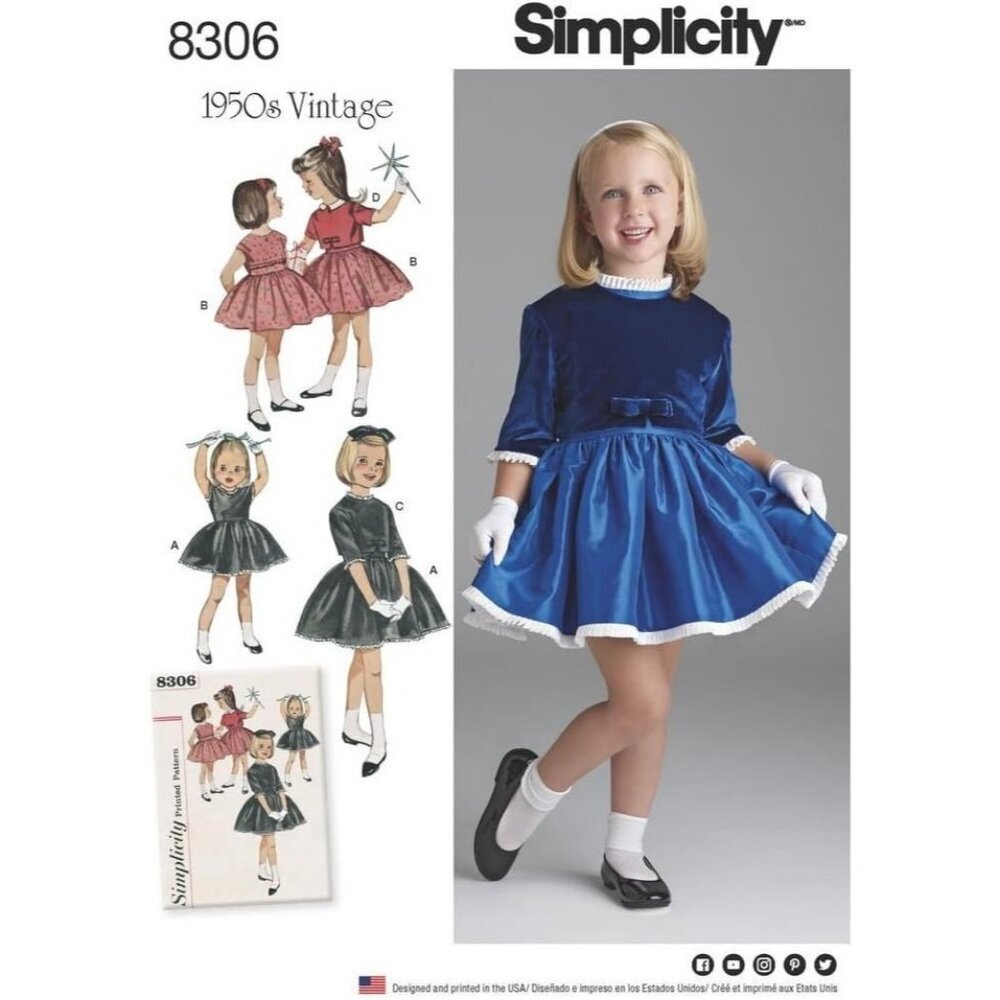 Simplicity Sewing Pattern 8306 Dress Lined Jacket Girls Size‎ 3-8 UNCUT
